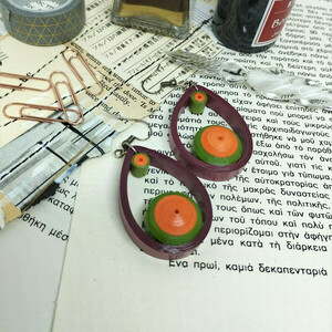 Κρεμαστά σκουλαρίκια από χαρτί | quilling | limited edition 19/23 - χαρτί, πρωτότυπο, ατσάλι, δώρα για γυναίκες - 3