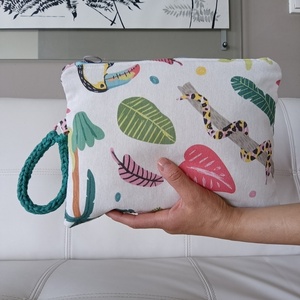 Καλοκαιρινό clutch - Χειροποίητο τσαντάκι φάκελος με εξωτικό print - ύφασμα, νήμα, φάκελοι, χειρός, μικρές - 2