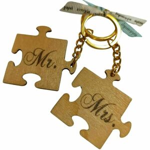 Σετ 2 ξύλινα μπρελόκ παζλ mr & mrs - ξύλο, δώρο, μπρελόκ, mr & mrs, ζευγάρια - 4