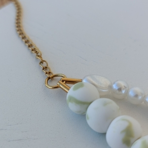 Chiara Necklace - επιχρυσωμένα, πηλός, χάντρες, ατσάλι, πέρλες - 3