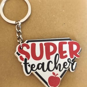 Μπρελόκ "super teacher" δώρο για δασκάλα. - ξύλο - 2