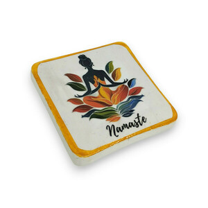 Χειροποίητο πήλινο μαγνητάκι namaste | yoga lovers 01 - πηλός, μαγνητάκια ψυγείου - 2