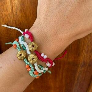 Urchin Bracelet (τσαγαλί) - κορδόνια, μαμά, boho, χεριού, αυξομειούμενα - 2