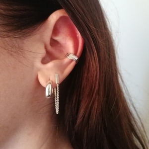Ασημένιο Ear Cuff με Ανάγλυφη Υφή - ασήμι 925, μικρά - 4