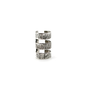 Ear Cuff Ασήμι 925 με Υφή & Οξείδωση - ασήμι 925, μεγάλα - 2