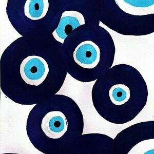 Ζωγραφιά Μάτια (Evil Eye) - χαρτί, ακρυλικό, γεωμετρικά σχέδια