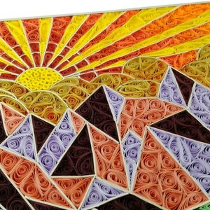 Πίνακας με την τεχνική quilling | Γεωδαιτικό - χαρτί, γεωμετρικά σχέδια, πίνακες με τοπίο - 4