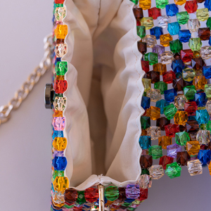 colourful beaded bag - νήμα, all day, χειρός, πλεκτές τσάντες, μικρές - 3