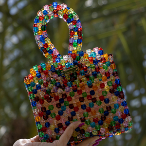 colourful beaded bag - νήμα, all day, χειρός, πλεκτές τσάντες, μικρές - 4