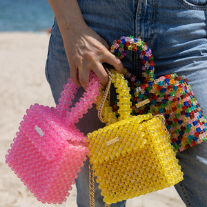 colourful beaded bag - νήμα, all day, χειρός, πλεκτές τσάντες, μικρές - 5