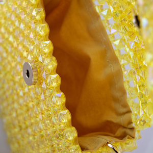 yellow candy beaded bag - νήμα, all day, χειρός, πλεκτές τσάντες, μικρές - 2