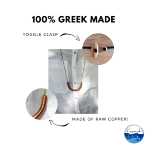 Ημικυκλικο Κολιέ από Ατόφιο Χαλκό - χαλκός, φεγγάρι, μακριά, μεγάλα, candy - 2