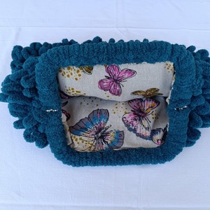 Puffy Bag "Πετρόλ" - νήμα, φάκελοι, all day, χειρός, πλεκτές τσάντες - 2
