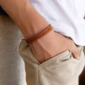 Προσωποποιημένο Unisex Minimal Δερμάτινο Χριστιανικό Βραχιόλι - δέρμα, σταυροί, δώρο για βάφτιση, γούρια