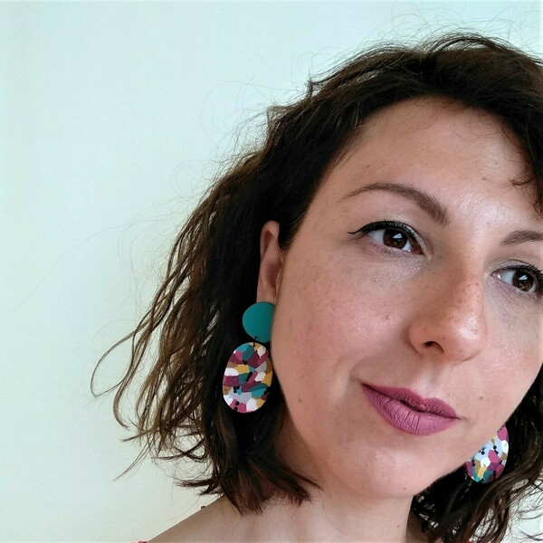 Jessie/ Μακριά καλοκαιρινά σκουλαρίκια σε έντονη πολυχρωμία - μοντέρνο, πηλός, καρφωτά, boho, άνοιξη καλοκαίρι - 2