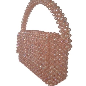 Χειροποίητη τσάντα με χάντρες "Champagne sparkle" - clutch, χάντρες, χειρός, βραδινές, μικρές - 3