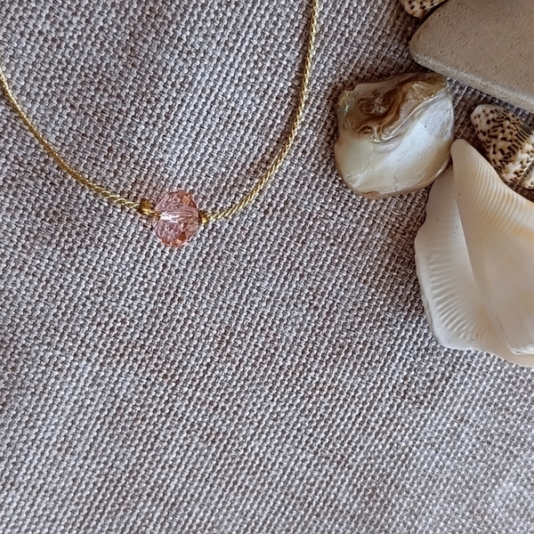 "Pink Salt" κολιέ - χάντρες, κοντά, seed beads - 2