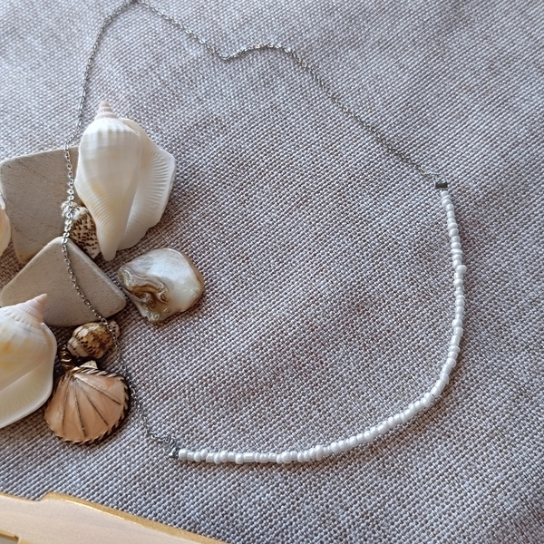 chic pearl κολιε - κοντά, ατσάλι, πέρλες, seed beads