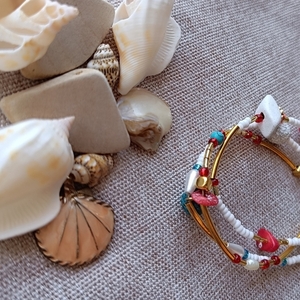 "aegean breeze" τριπλά καλοκαιρινά βραχιόλια - ατσάλι, boho, αυξομειούμενα - 2