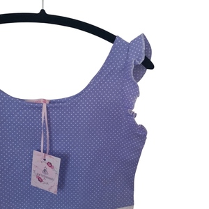 Χειροποίητο crop top πουά μωβ με βολάν - βαμβάκι, crop top - 2