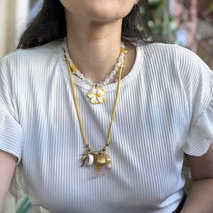 Maldives necklace - ημιπολύτιμες πέτρες, επιχρυσωμένα, κοντά, λουλούδι, ατσάλι - 2