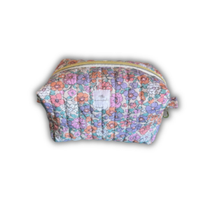 Vintage floral make up bag - ύφασμα, καλλυντικών, ταξιδίου