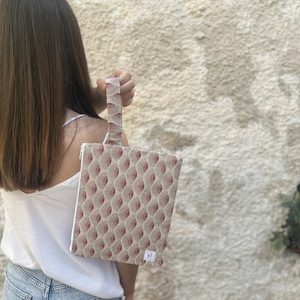 Pink fan pouch bag - ύφασμα, all day, χειρός, μικρές - 2