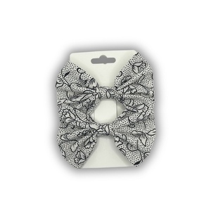 Ink blossom mini bow set - φιόγκος, φλοράλ, για τα μαλλιά, hair clips