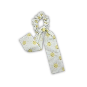 Sunny cotton scarf scrunchie - ύφασμα, ήλιος, για τα μαλλιά, λαστιχάκια μαλλιών