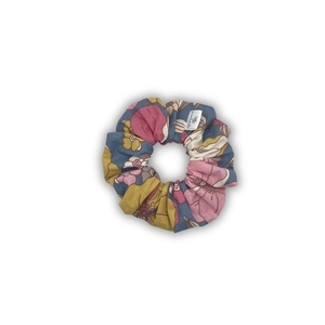 Mandevilla cotton scrunchie - ύφασμα, φλοράλ, για τα μαλλιά, λαστιχάκια μαλλιών