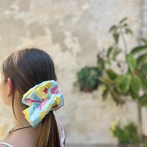 Hibiscus XL scrunchie - ύφασμα, λαστιχάκια μαλλιών - 2