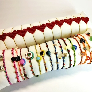 καρδούλες ή mini macrame bracelets με αυξομείουμενο κούμπωμα - ημιπολύτιμες πέτρες, καρδιά, χάντρες, boho, φθηνά - 2