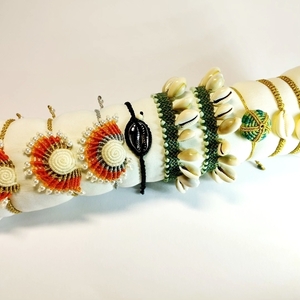 macrame και κοχύλια και αυξομείουμενο κούμπωμα - ημιπολύτιμες πέτρες, κοχύλι, boho, φαρδιά, φθηνά