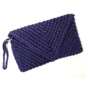 Πλεκτό τσαντάκι μπλε-indigo - ύφασμα, φάκελοι, clutch, χειρός, μικρές