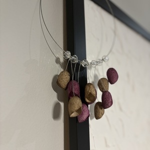 Statement necklace beige purple - χάντρες, ατσάλι, boho - 2