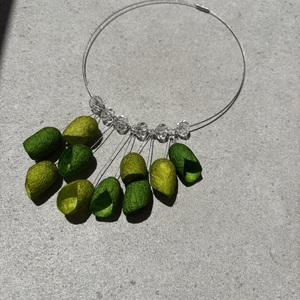 Statement necklace green - γυαλί, χάντρες, ατσάλι, boho - 3
