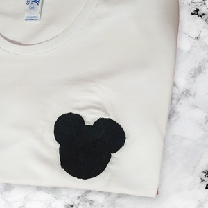 Μπλουζάκι με χειροποίητο σχέδιο "Mickey", κεντημένο στο χέρι και στην ραπτομηχανή, 100% βαμβακερό ύφασμα, σε διάφορα χρώματα και μεγέθη - βαμβάκι, crop top, πρακτικό δωρο - 3