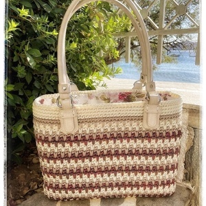 Μεγάλη Tote Bag - νήμα, ώμου, μεγάλες, tote, πλεκτές τσάντες