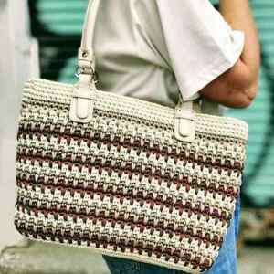 Μεγάλη Tote Bag - νήμα, ώμου, μεγάλες, tote, πλεκτές τσάντες - 4