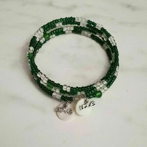 Γυναικείο βραχιόλι πολύσειρο με πράσινες seed beads - χάντρες, χεριού, δώρα για γυναίκες, φαρδιά - 4