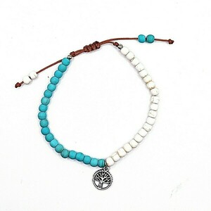 Βραχιόλι BOHO minimal-Tree of life - ημιπολύτιμες πέτρες, κορδόνια, χάντρες, boho, αυξομειούμενα - 2