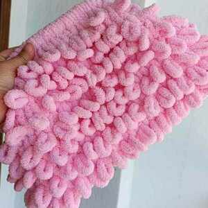 Puffy Bag "Baby Pink" - νήμα, φάκελοι, all day, χειρός, πλεκτές τσάντες - 3