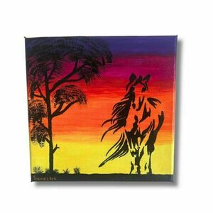 Καμβάς ζωγραφισμένος στο χέρι wild horse - ακρυλικό, πίνακες σε καμβά, πίνακες με τοπίο