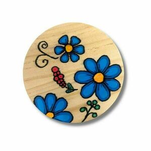 Σουβέρ ξύλινο, blue flowers - ξύλο, σουβέρ, είδη σερβιρίσματος