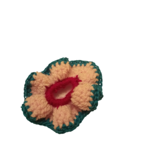 Πλεκτό Scrunchy λευκό/τιρκουάζ/φούξια - Small - νήμα, λαστιχάκια μαλλιών