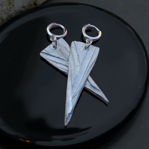 Long triangles. - ασήμι 925, boho, μεγάλα, με κλιπ - 3