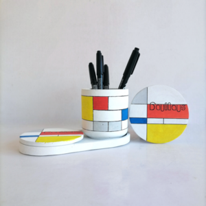 Σετ γραφείου 4τεμ MONDRIAN BAUHAUS από τσιμέντο λευκό - σουβέρ, τσιμέντο, αξεσουάρ γραφείου, ειδη δώρων - 3