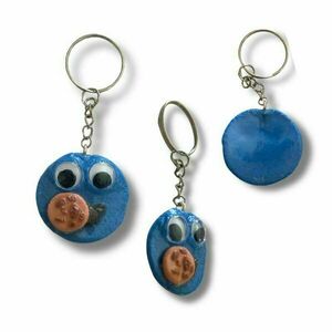 Mπρελόκ χειροποίητο, Blue monster with cookies - ρητίνη, αυτοκινήτου, σπιτιού - 2