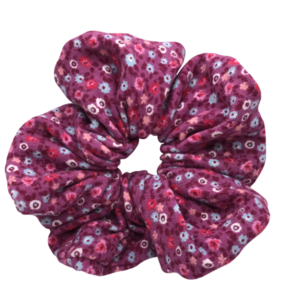 Υφασμάτινο λαστιχάκι scrunchie little flowers - ύφασμα, κορίτσι, για τα μαλλιά, λαστιχάκια μαλλιών