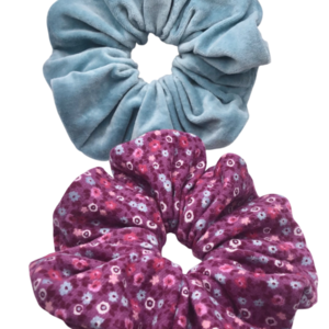 Σετ υφασμάτινα λαστιχάκια για τα μαλλιά scrunchies ''summer flowers'' μεσαίου μεγέθους (medium) 2 τμχ - ύφασμα, κορίτσι, για τα μαλλιά, λαστιχάκια μαλλιών - 2